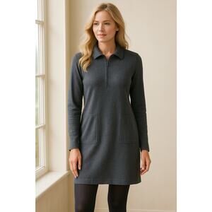 Soft Surroundings Knit Dress 1/4 Zip Saturday Savvy Capsule Wardrobe M 10-12
